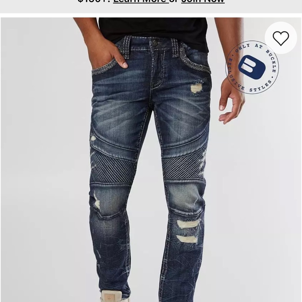 Rock Revival Chase Biker Dark Blue Relaxed Men's Jeans collectors edition - Picture 3 of 13